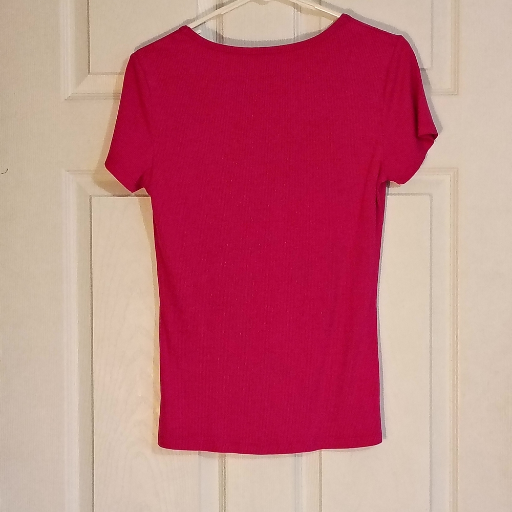 Bebe Fuchsia Embellished Scoop Neck Tee - Picture 4 of 4